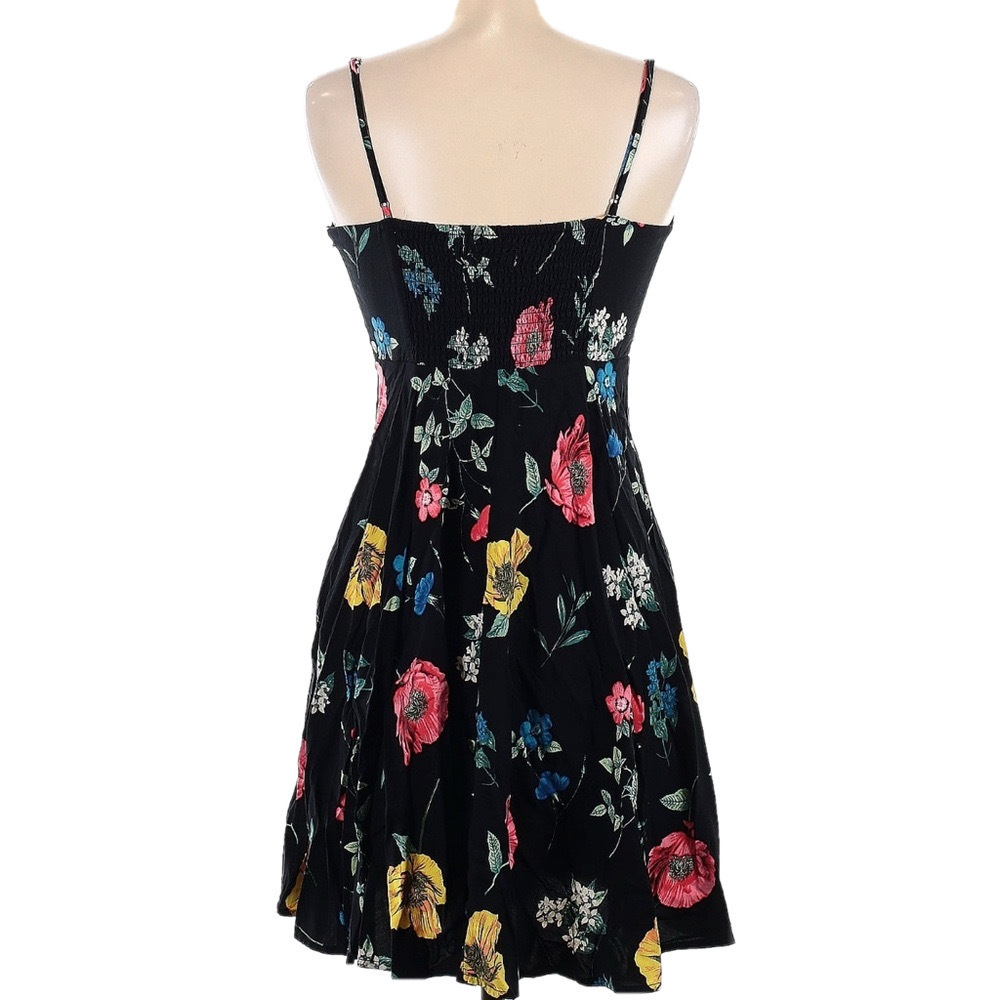 Old Navy Floral Skater Mini Dress Black Smocked Cami Medium - Picture 4 of 10